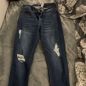 Dark wash ripped jeans